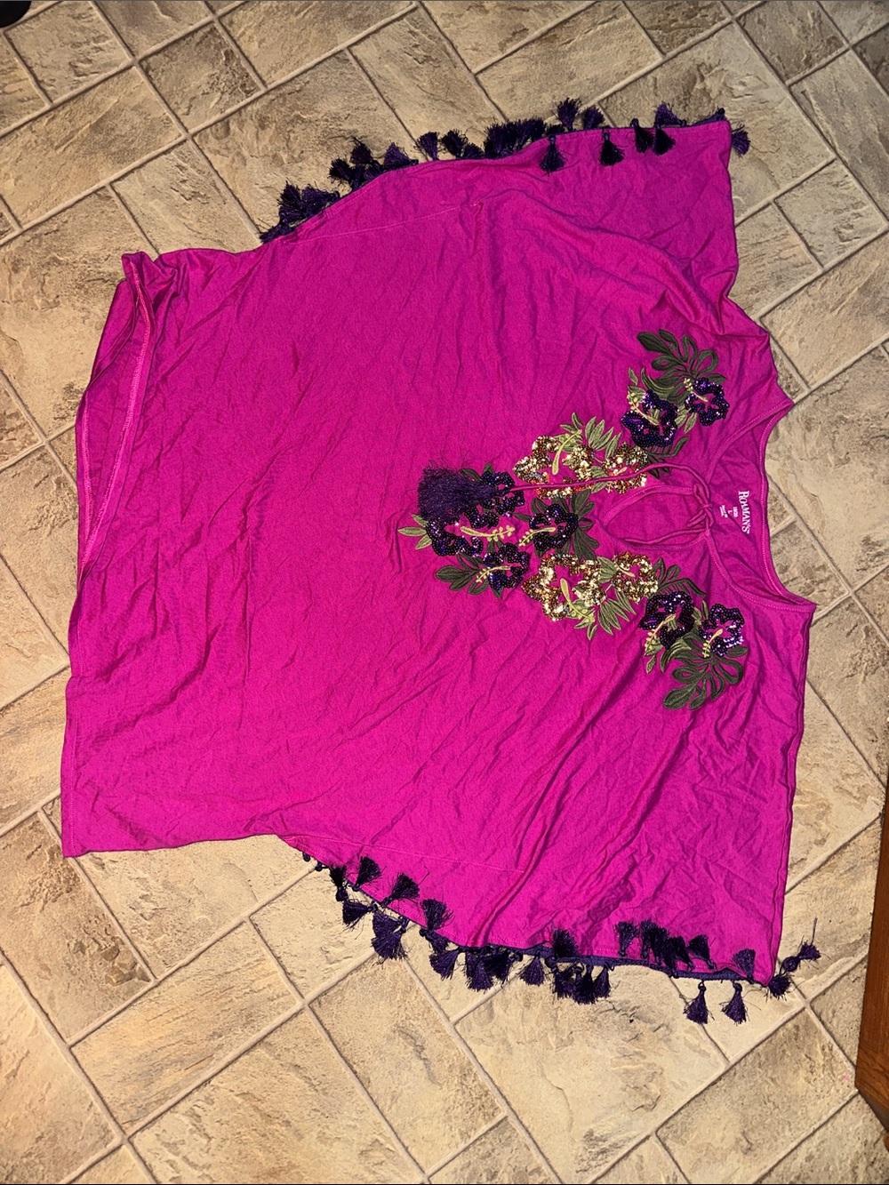 Romans sequins embroidered tunic top